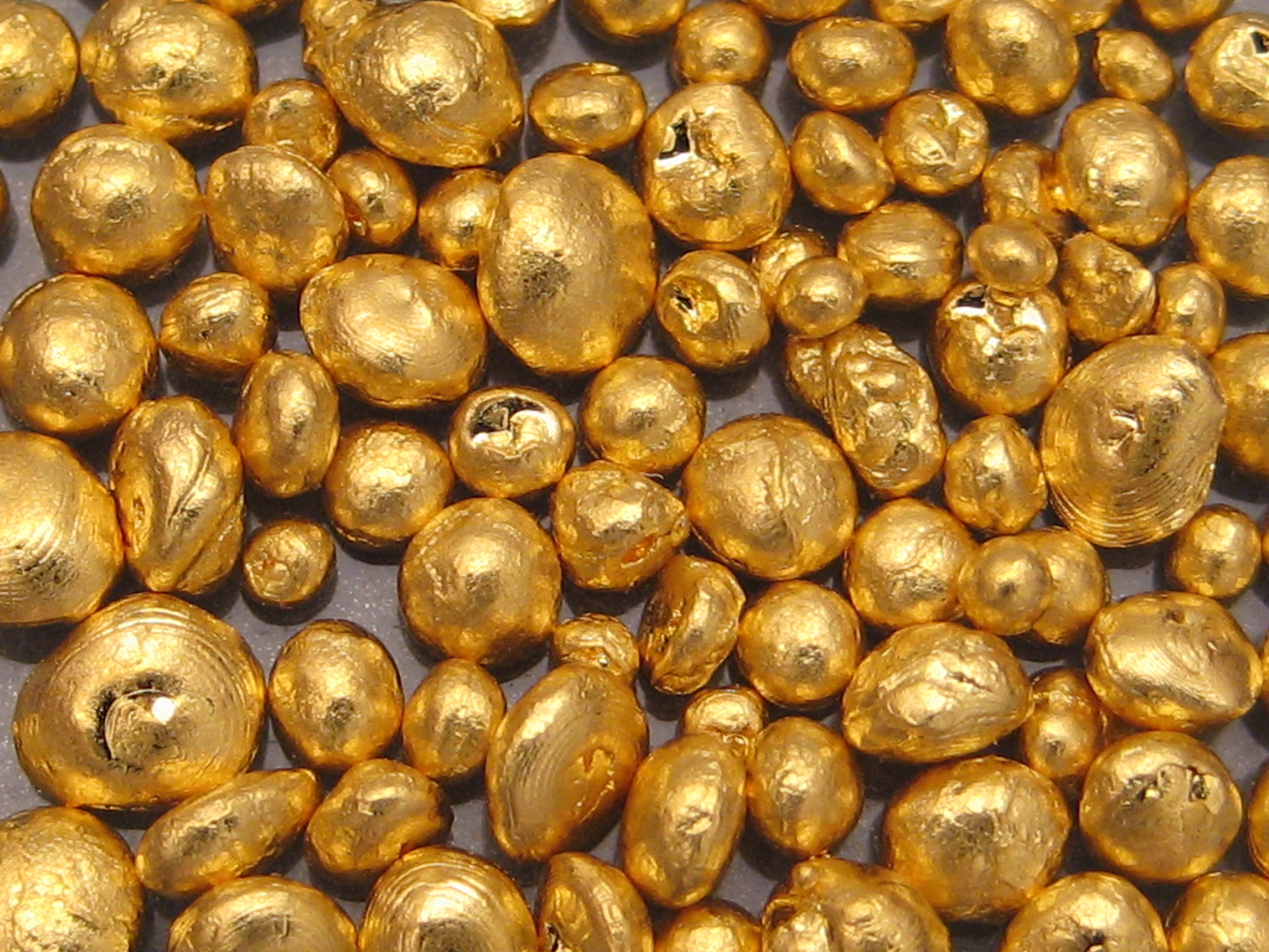 Precious metal grain An image of pure gold in grain form