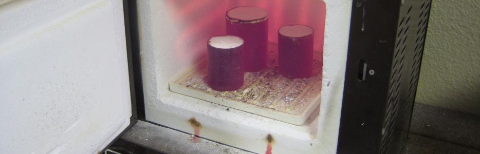 This is an image of the kiln which is glowing at 1350 degrees Fahrenheit.