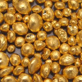 Precious metal grain An image of pure gold in grain form